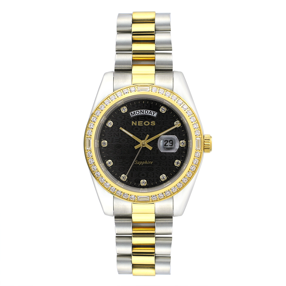 Đồng hồ Neos N-30898M nam dây thép bạc phối vàng