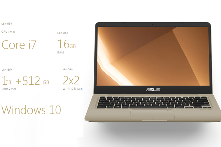 Laptop Asus VivoBook S14 S410UN-EB210T Core i5-8250U/Win10 (14 inch) - Hàng Chính Hãng (Gold)