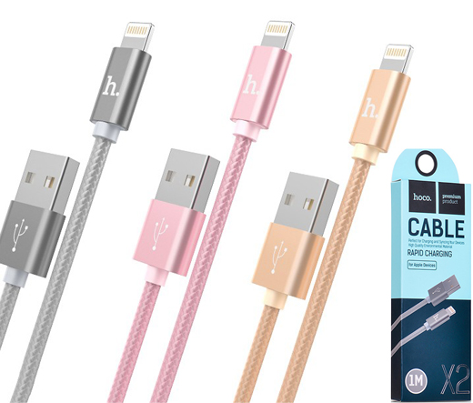 Cáp Sạc Lightning Dây Dù Hoco X2 2 Mét Cho iPhone - Hàng Chính Hãng