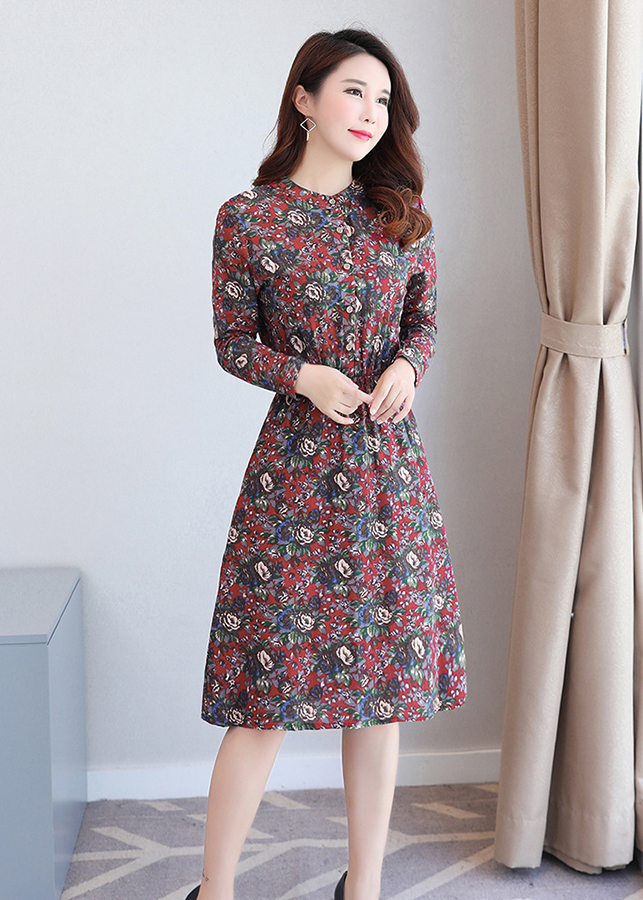 Đầm hoa nữ nhún eo da28