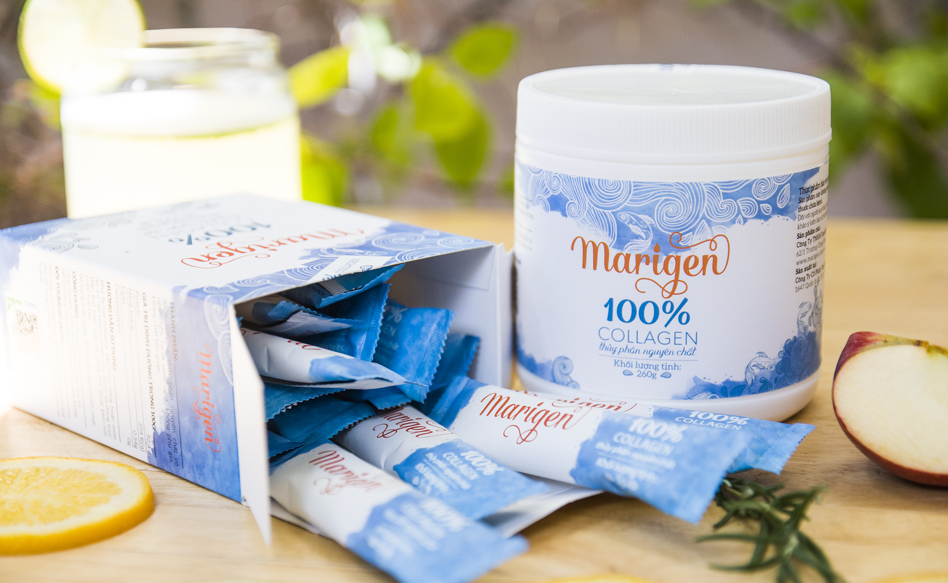 Marigen collagen giảm nếp nhăn,da trắng sáng| Hũ 200gr Trắng Xanh