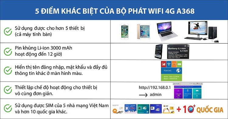 Bộ Phát Wifi 4G IGO A368 - Hàng Chính Hãng