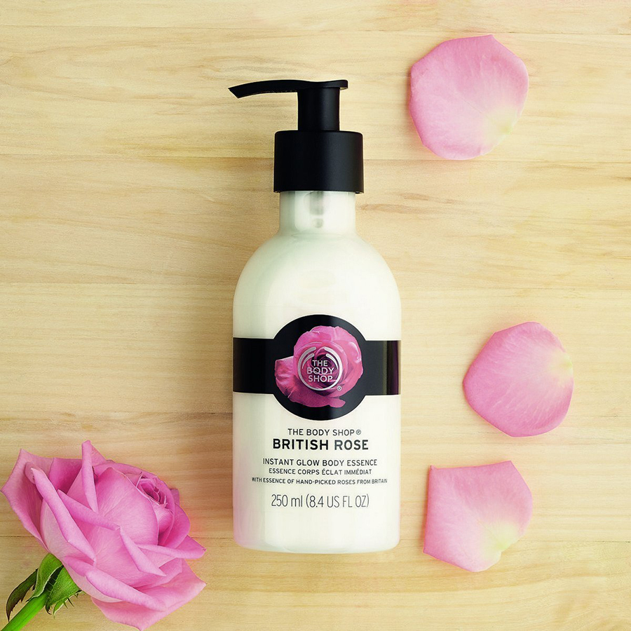 Tinh Chất Dưỡng Thể The Body Shop Instant Glow British Rose (250ml)