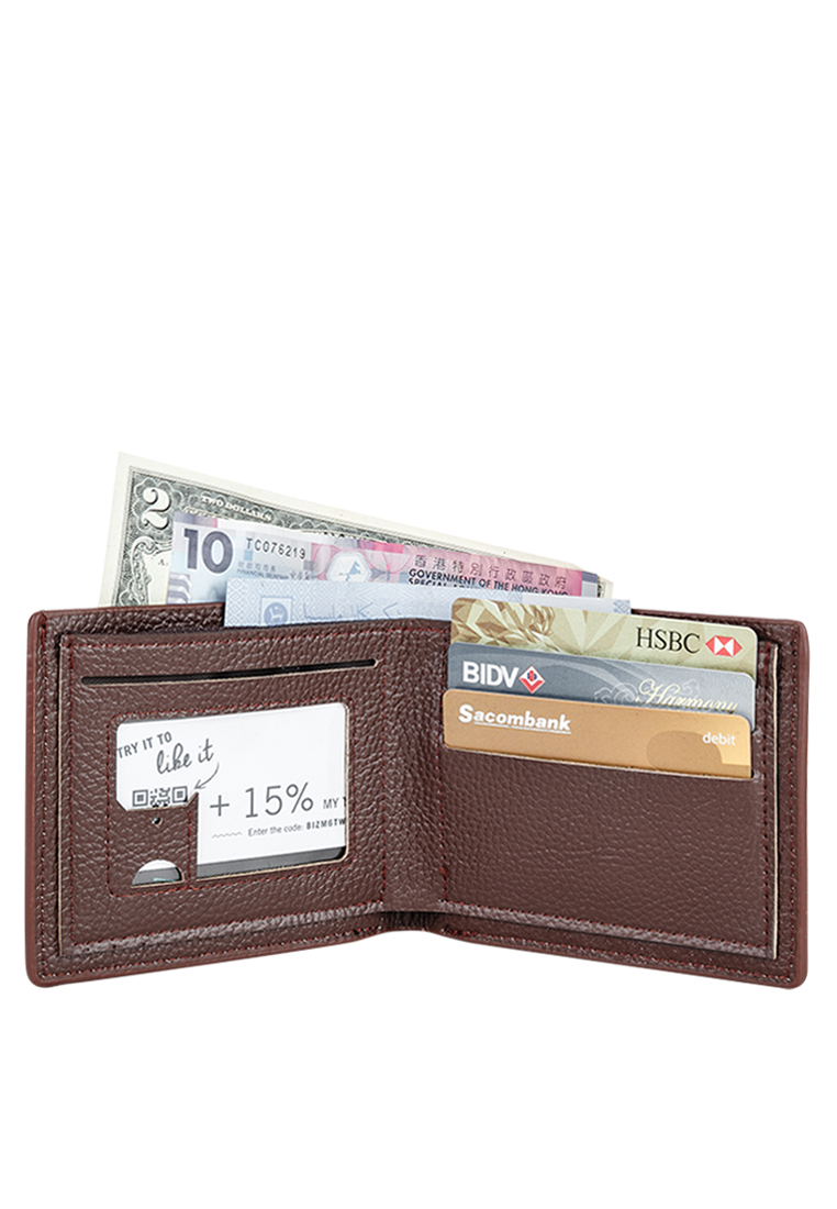 Ví Nam Da PU Ronal Cao Cấp (12 x 10 cm) - Nâu