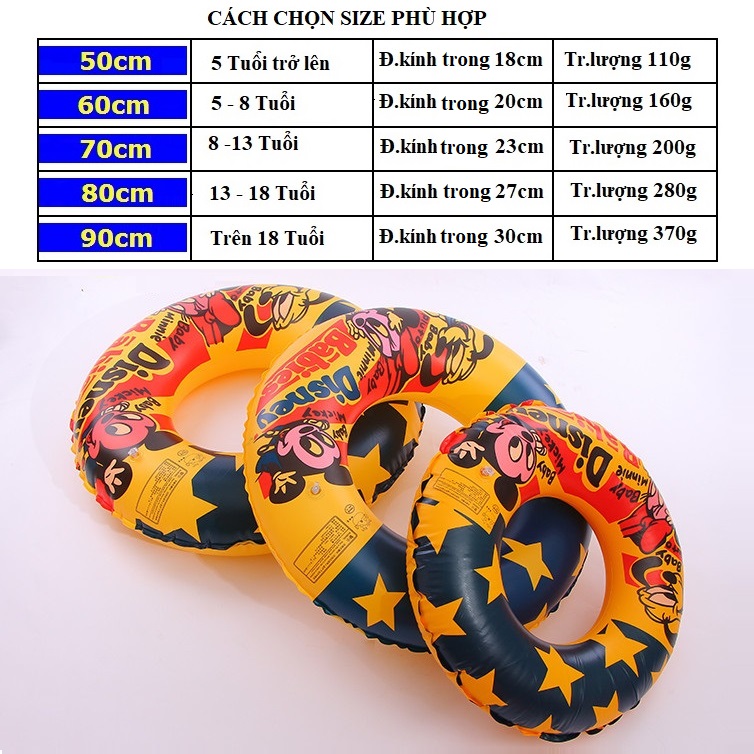 Phao bơi cho bé (Từ 5 tuổi ) MICKEY, phao bơi tròn chất liệu PVC cao cấp, an toàn khi sử dụng - POKI