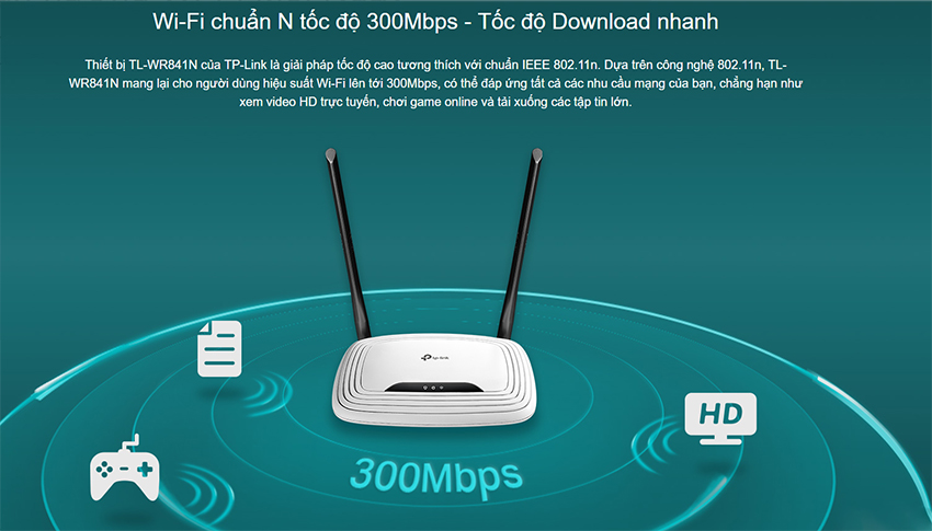 TP-Link TL-WR841N - Router Wifi Chuẩn N Tốc Độ 300Mbps