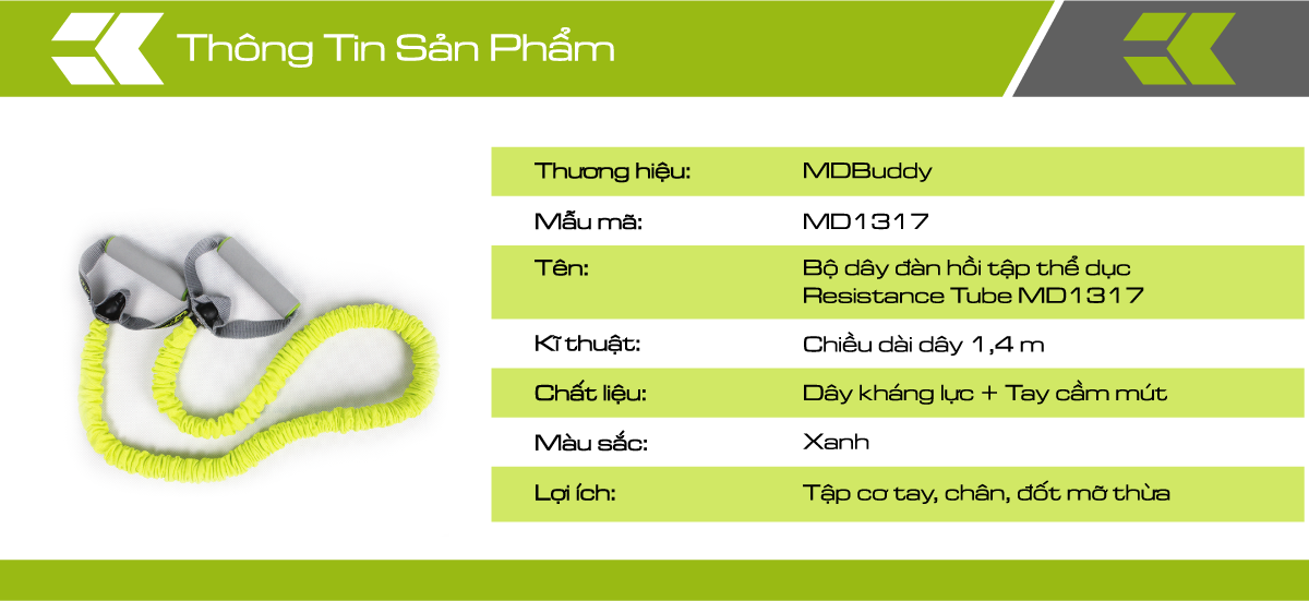 Bộ dây đàn hồi tập thể dục Resistance Tube MD1317