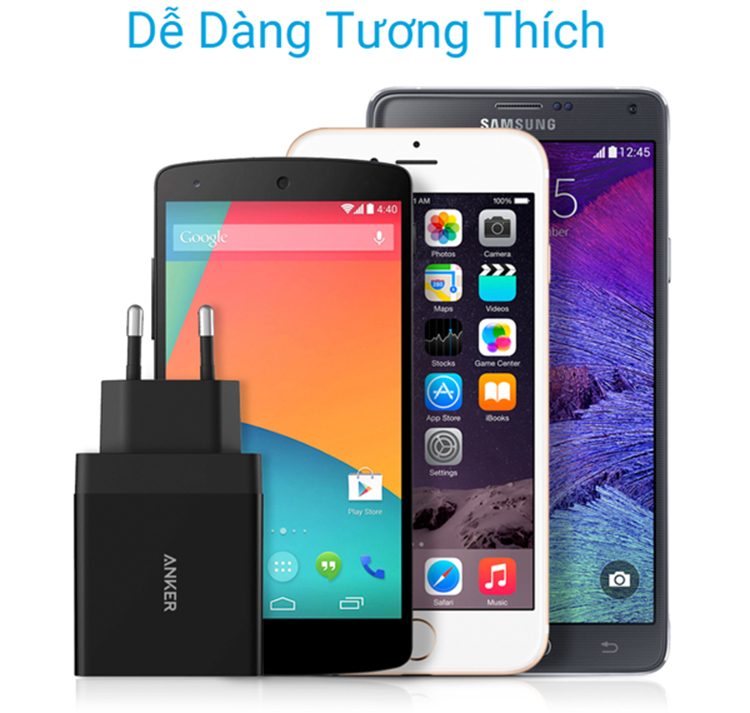 Adapter Sạc Anker PowerPort 2 Cổng 24W + Cáp Micro USB  B2021 - Hàng Chính Hãng