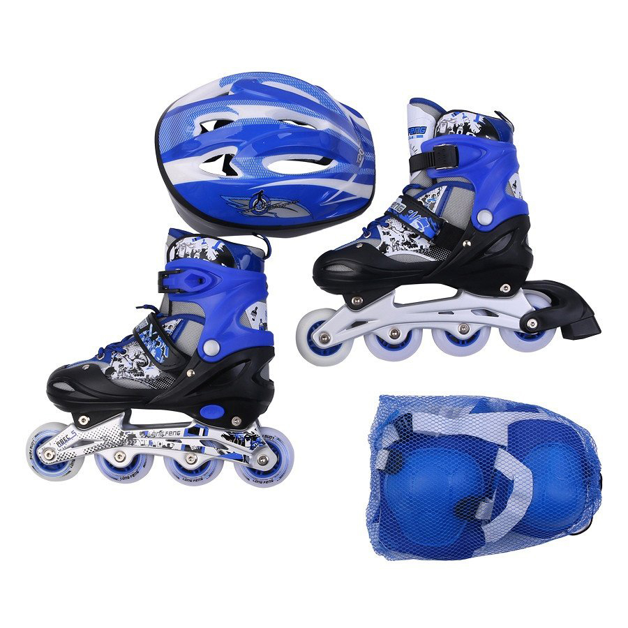 Combo Giày trượt patin Longfeng 906 + Mũ bảo hiểm + Bảo vệ chân tay