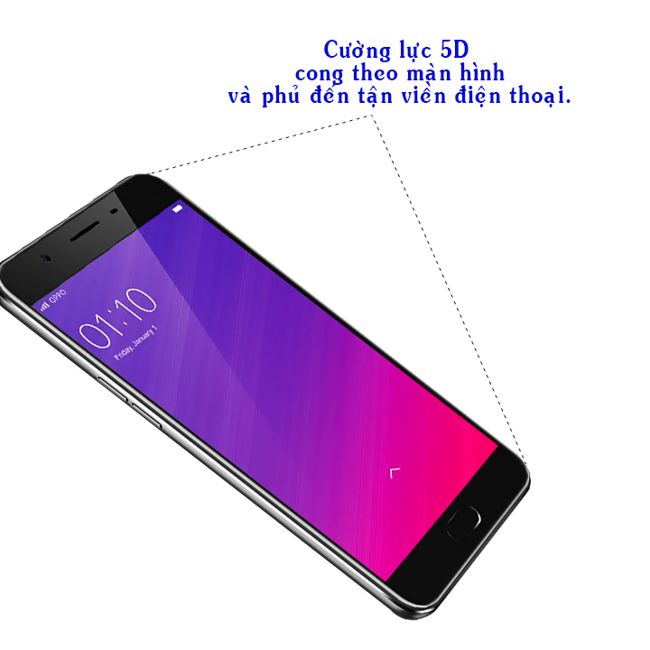 Kính Cường Lực 5D Full Màn Hình Dành Cho Oppo F1s - Màu Đen