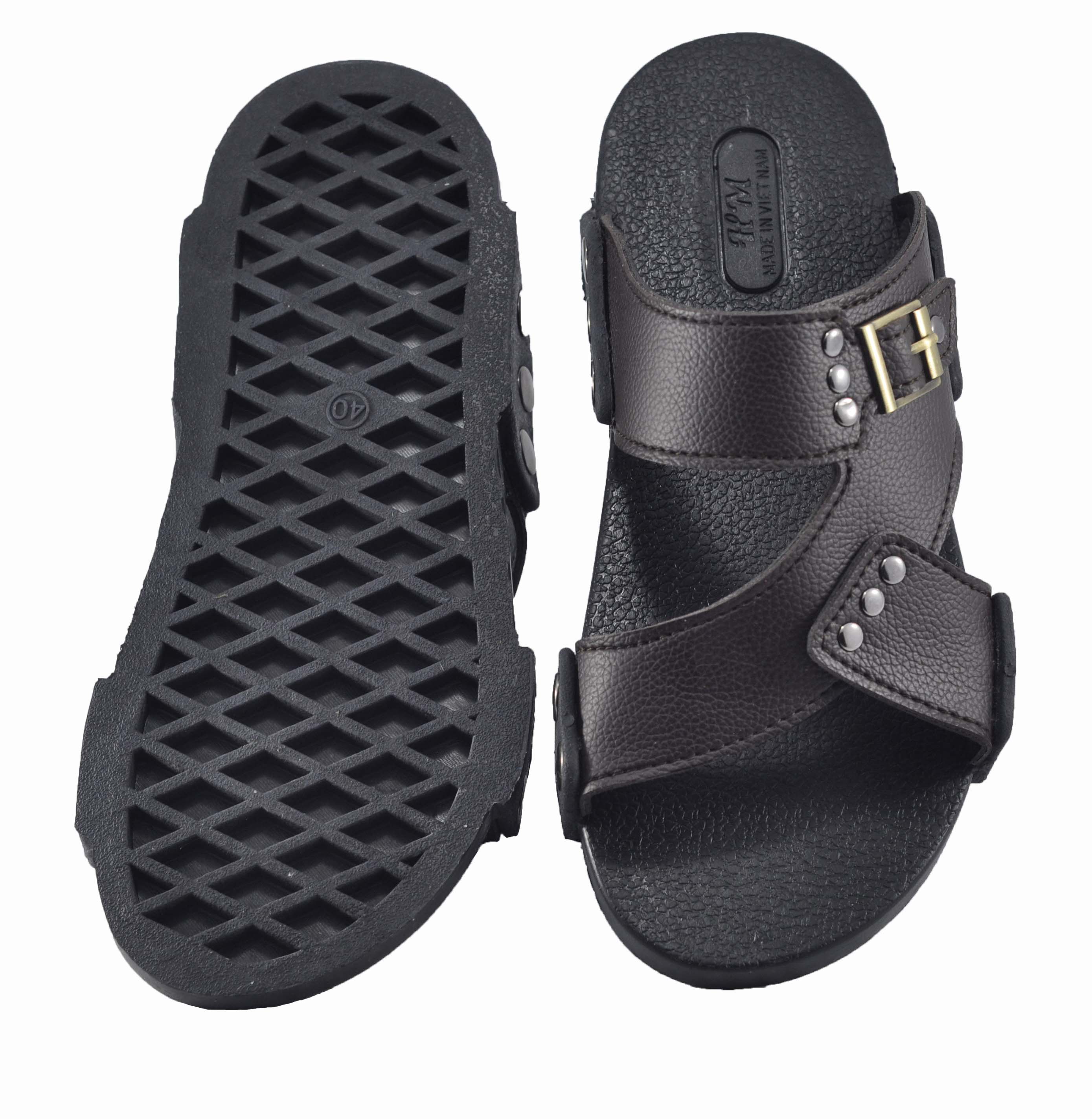 Dép cao su nam da PU quai chéo - TPU-83 (Nâu)