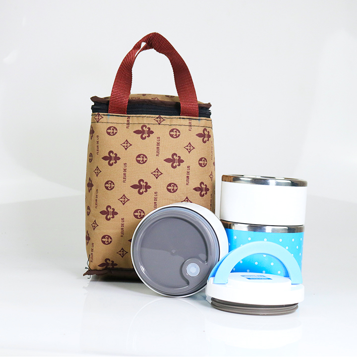 Túi giữ nhiệt kiểu đứng màu cà phê họa tiết