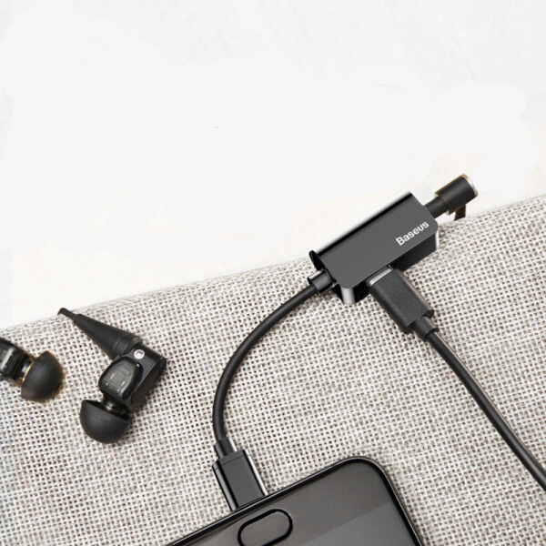 Bộ Kết Nối Tai Nghe Và Sạc Type C/C+ Baseus 3.5mm Dành Cho MiX2/Huawei Mate 10 Pro - Đen