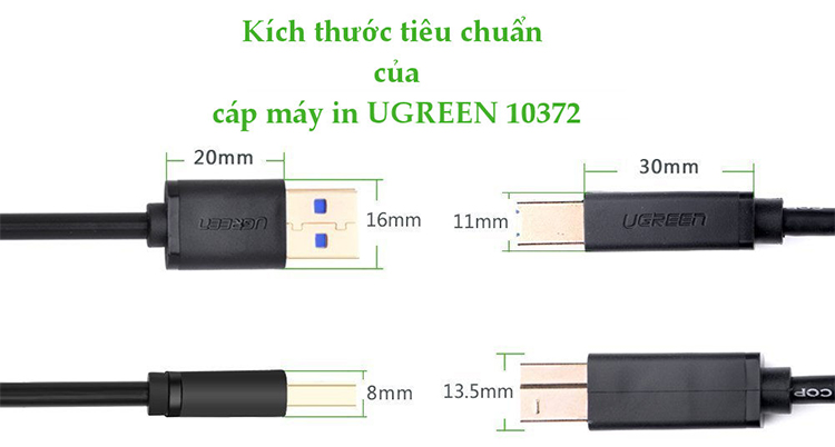 Cáp USB 3.0 Type-B Ugreen 10372 (2m) - Hàng Chính Hãng