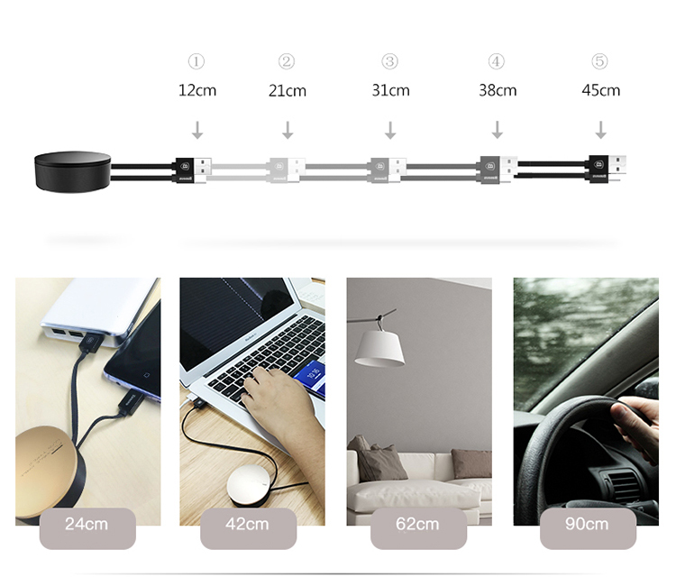 Cáp sạc và truyền dữ liệu Baseus USB Type-C Dành Cho Android Huawei P10/ Mate 9/ Glory V8/ Samsung S8 - 0.9m Gold