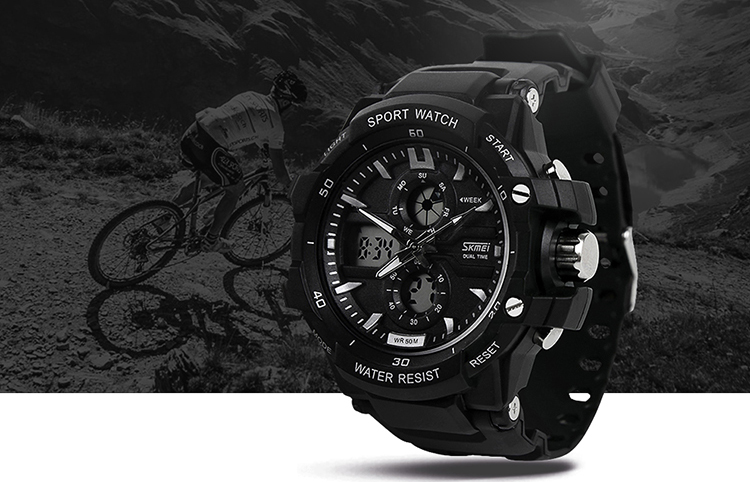 SKMei Đồng hồ thể thao điện tử phát sáng màu xanh, size lớn