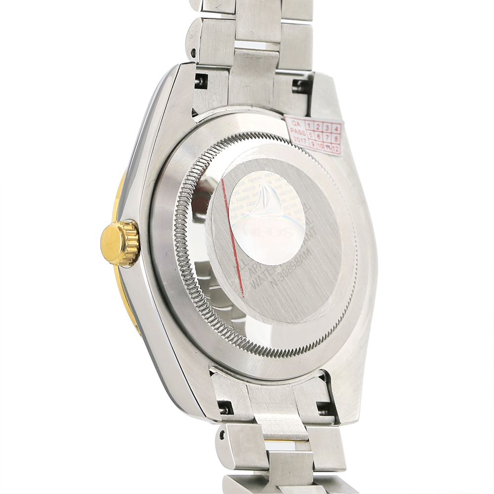Đồng hồ Neos N-30898M nam dây thép bạc phối vàng