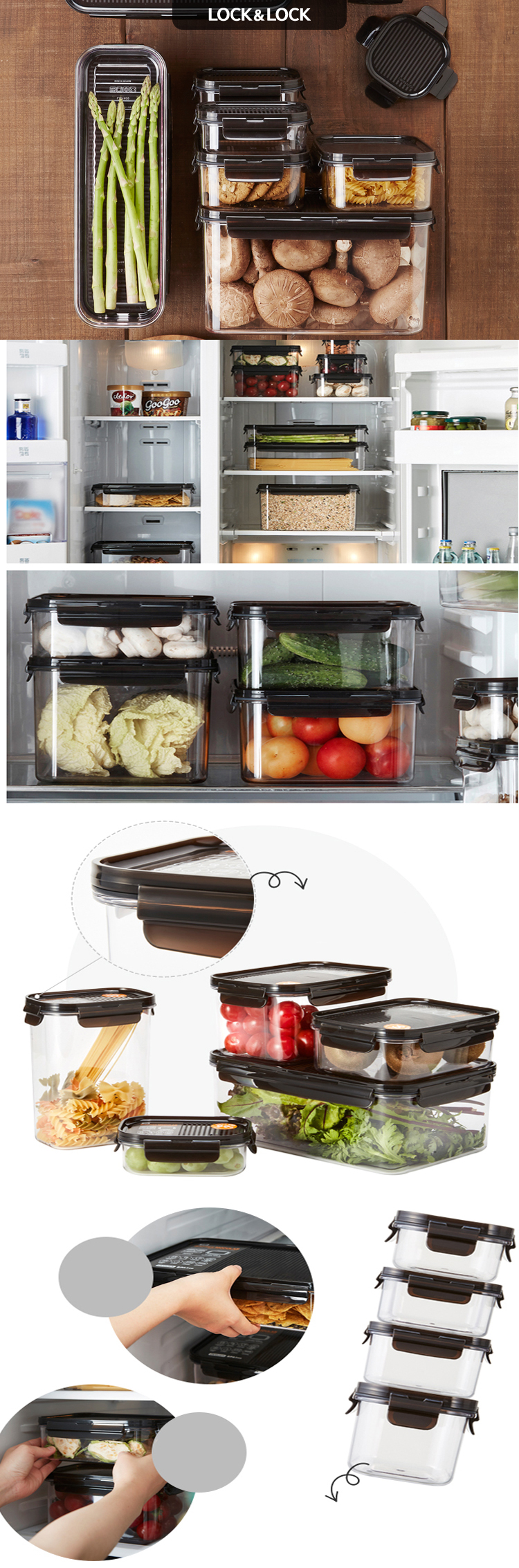 Hộp Bảo Quản Thực Phẩm Hình Chữ Nhật Lock&Lock Bisfree Modular LBF401 (450ml) - Nâu