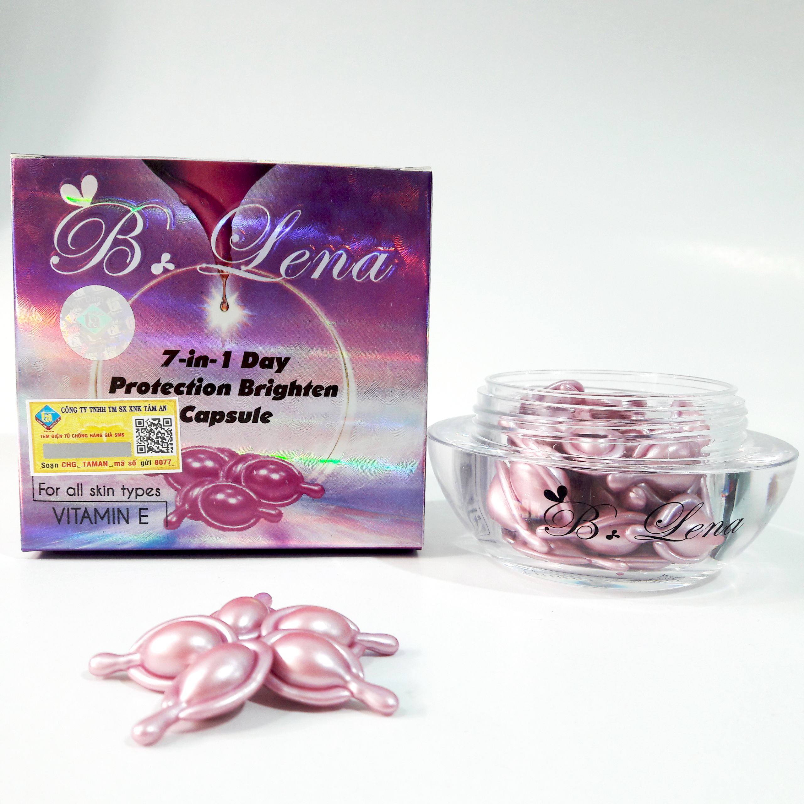 Viên nang B.Lena 7-in-1 Protection Brighten Capsules trắng hồng tự nhiên ban ngày, chống nắng 7 tác dụng 