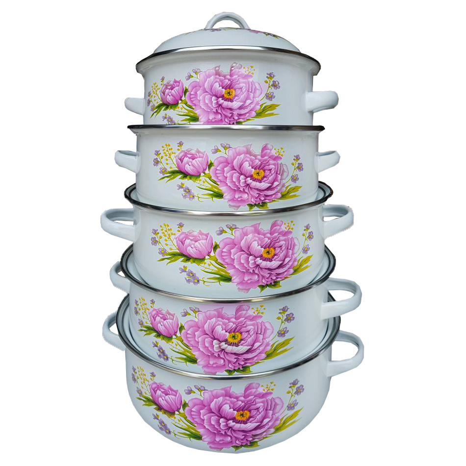 Bộ 5 Nồi Thép Cacbon Đáy Từ Tráng Men Cao Cấp H1B