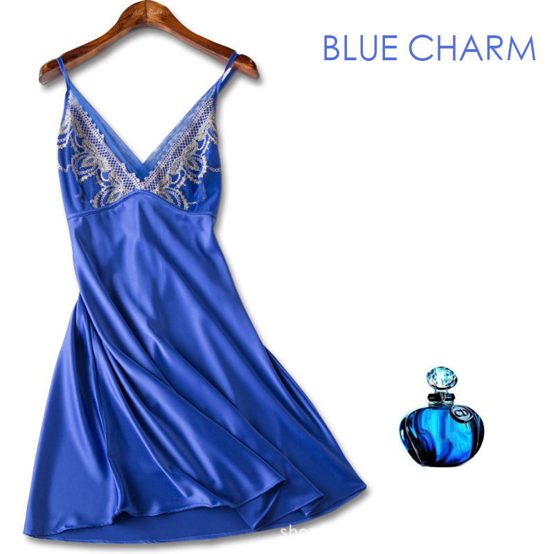 Đầm (Váy) ngủ nữ 2 dây lụa bóng ren ngực cao cấp quyến rũ JS-SX111