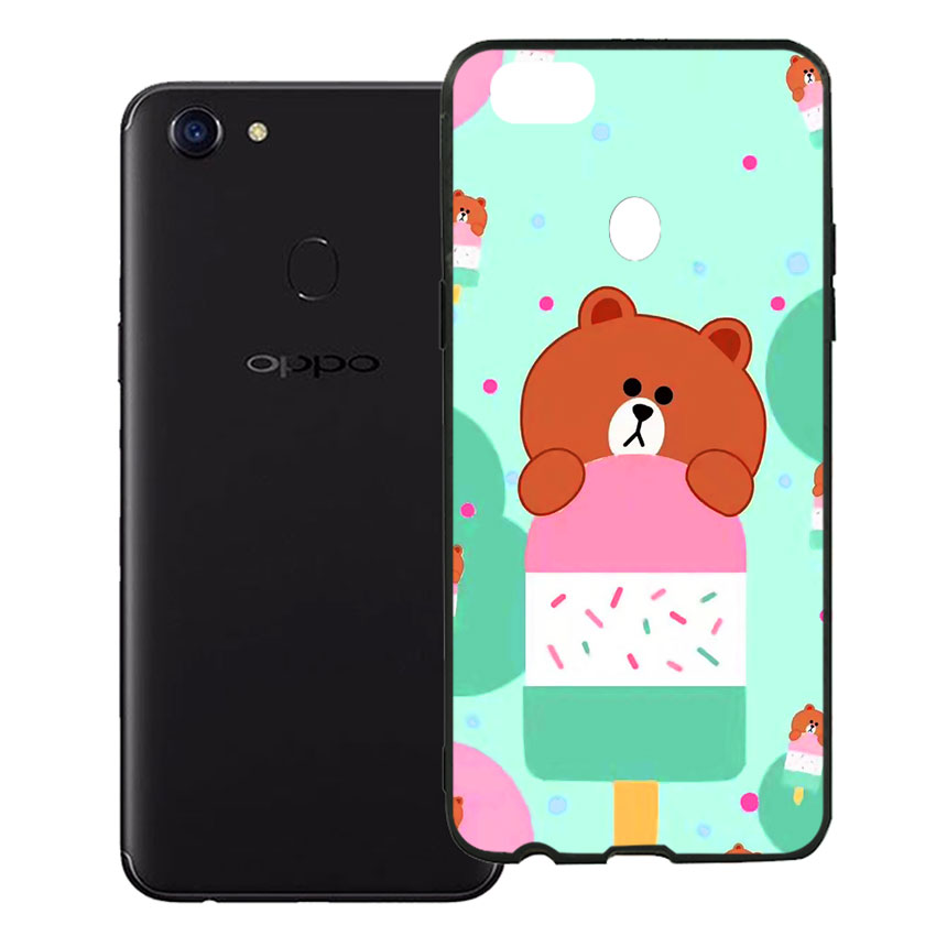 Ốp lưng viền TPU cao cấp cho Oppo F5 - Gấu Brown 04