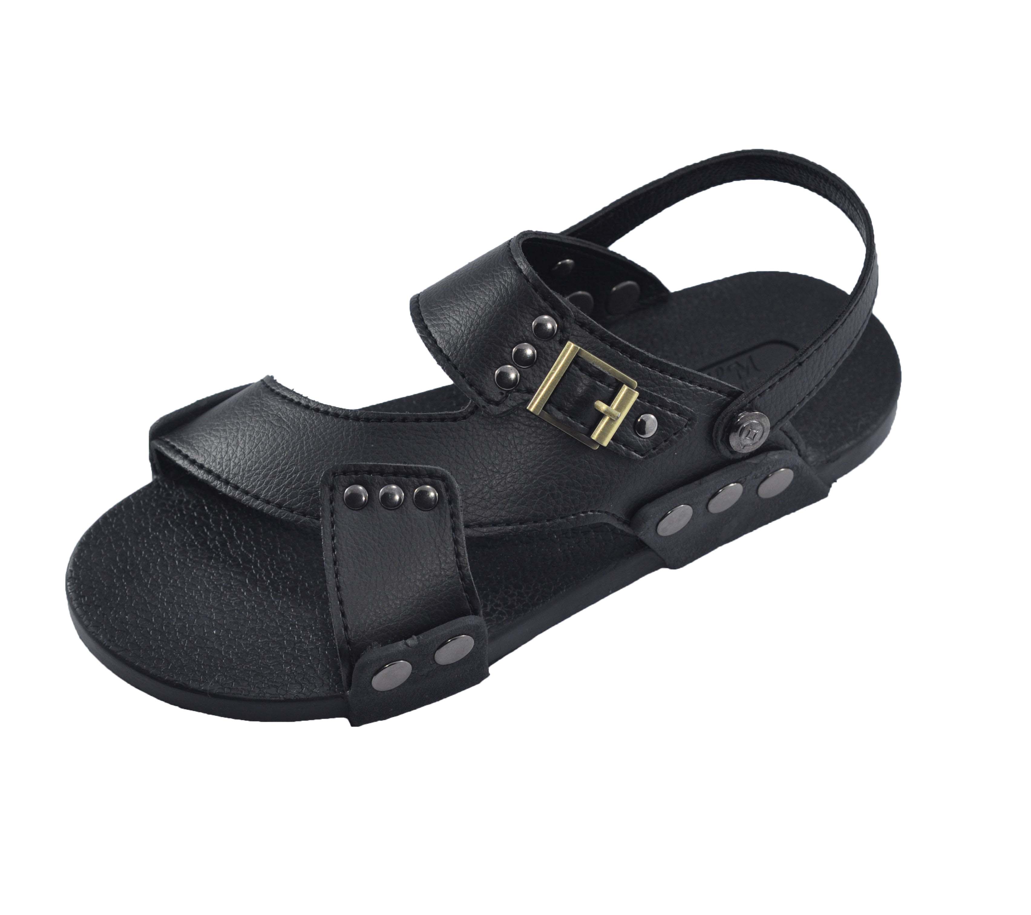 Giày quai hậu nam quai chéo da PU bền êm chân  - TPU-13A ( Đen)