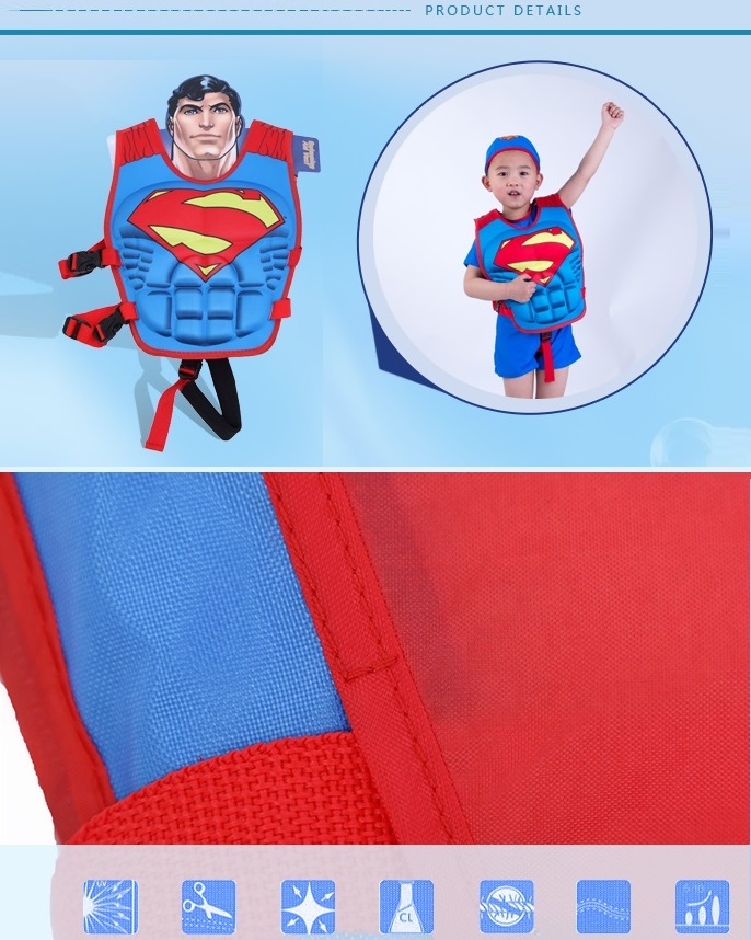 Phao bơi trẻ em, áo phao bơi SUPERMAN (Bé từ 2 - 10 tuổi), chất liệu tiêu chuẩn EU cao cấp - POKI