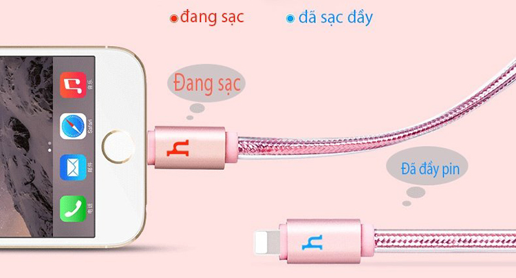Cáp Sạc Lightning Có Đèn Báo Hoco UPL12 2m - Hàng Chính Hãng