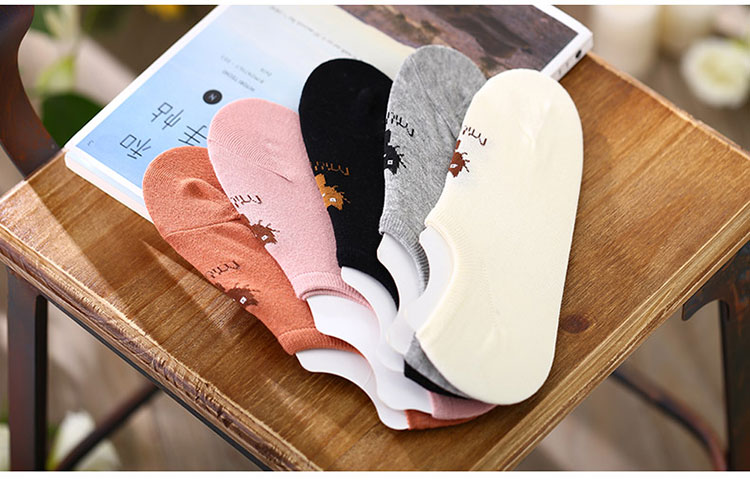 BEJIROG Women's Breathable Cotton No-Show Socks 5pcs, Assorted Colors
