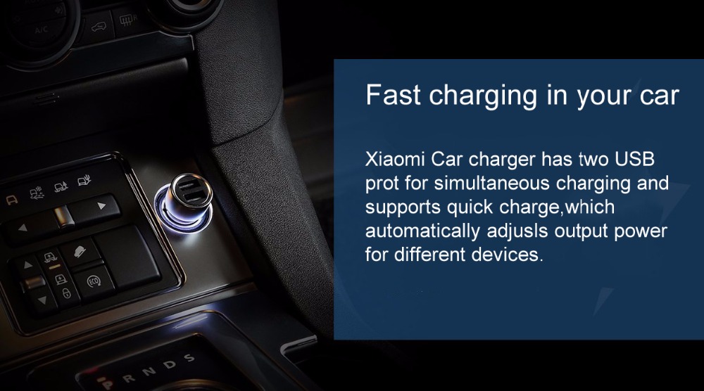Original Xiaomi MI dual port charger / car charger metal appearance 5V / 3.6A dual USB smart output support fast charging Competiable with Most  Phone Tablet PC