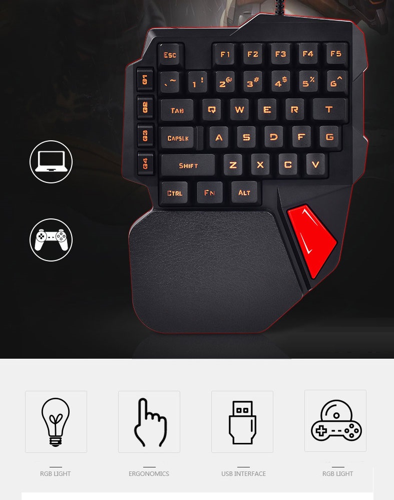 Bàn phím cơ GameSir Z1 Keypad hỗ trợ chơi game Pubg, Fortnite, Rules of Survival Moblie bằng chuột và bàn phím cho iPhone, Ipad và Android, PC