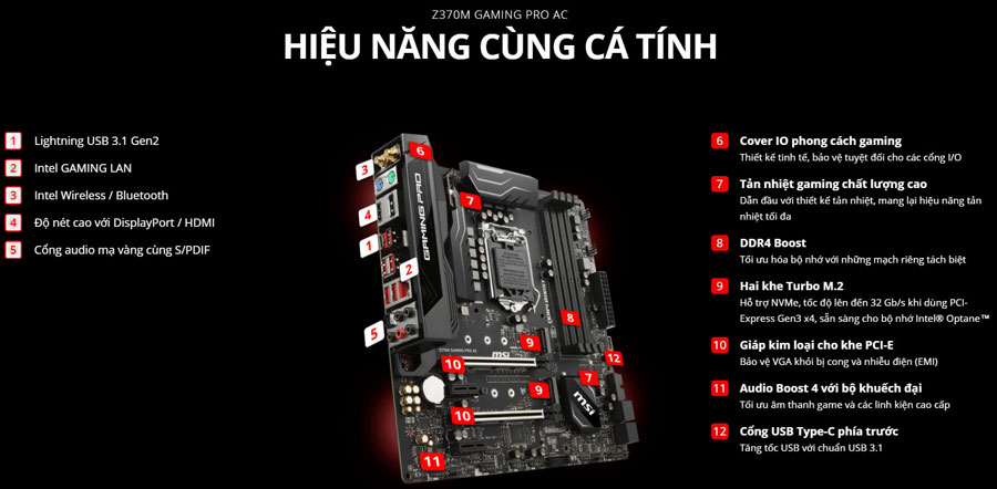 Bo Mạch Chủ Mainboard MSI Z370M GAMING PRO AC Socket 1151 - Hàng Chính Hãng