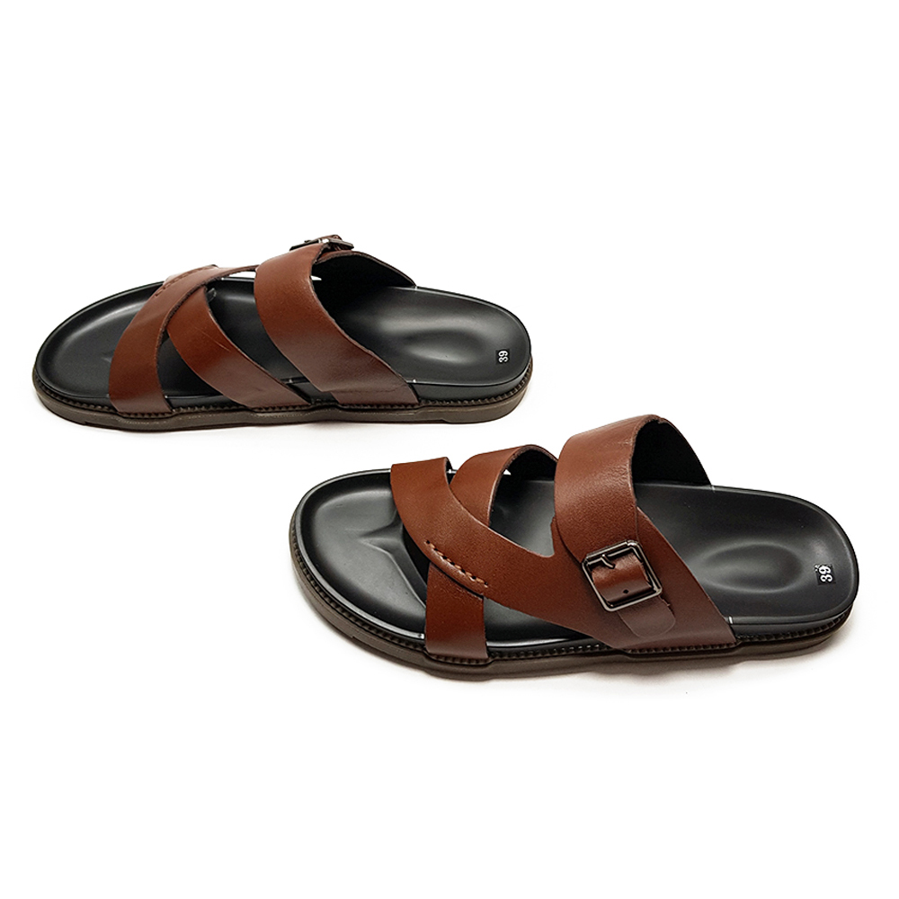 Dép Da Nam Dép Dr. Nam Da Bò Tấm Ensado DE40TP (Đen - Nâu)