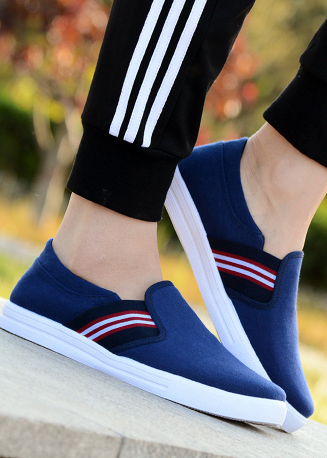 Giày lười vải nam phối sọc glk158