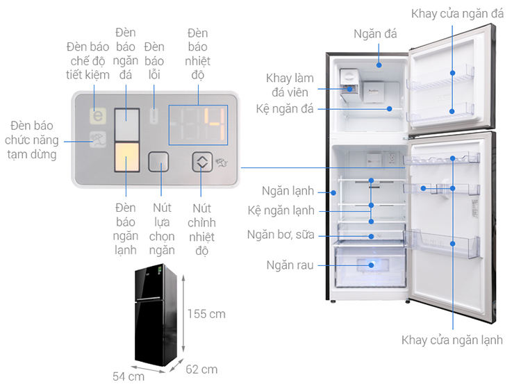 Tủ Lạnh Inverter Beko RDNT250I50VWB (221L) (Đen)