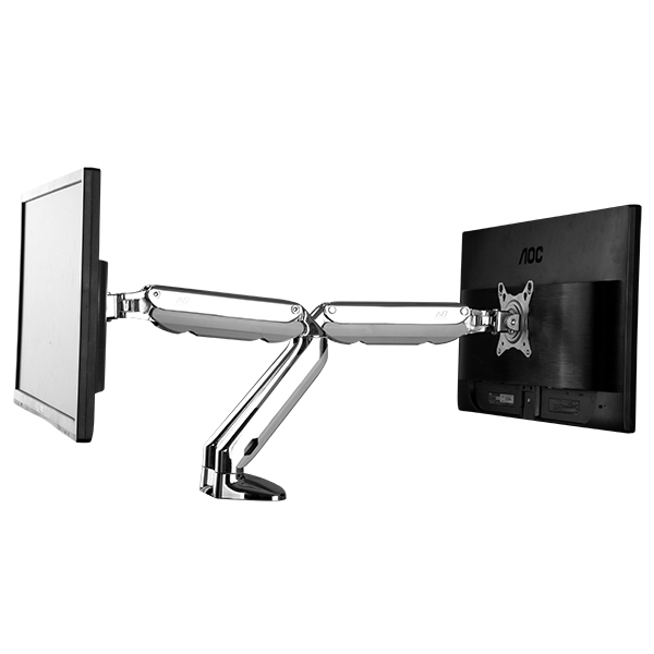 Giá treo 2 màn hình máy tính nhập khẩu F180 cho 17-27inch, tích hợp cổng USB