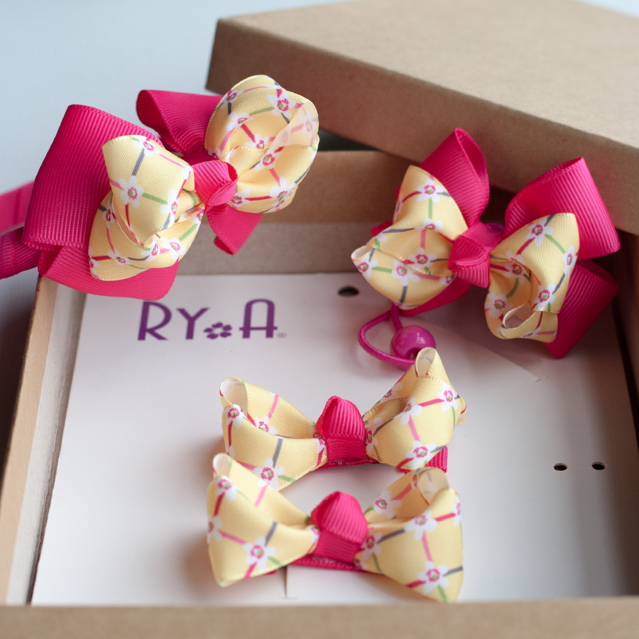 Hộp cài kẹp tóc RY-A 35098-1 (Hồng đậm - vàng)