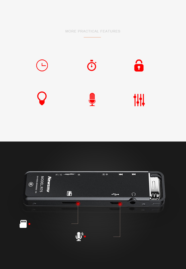 Bút Ghi Âm Và Nghe Nhạc Newsmy RV75 (8G)