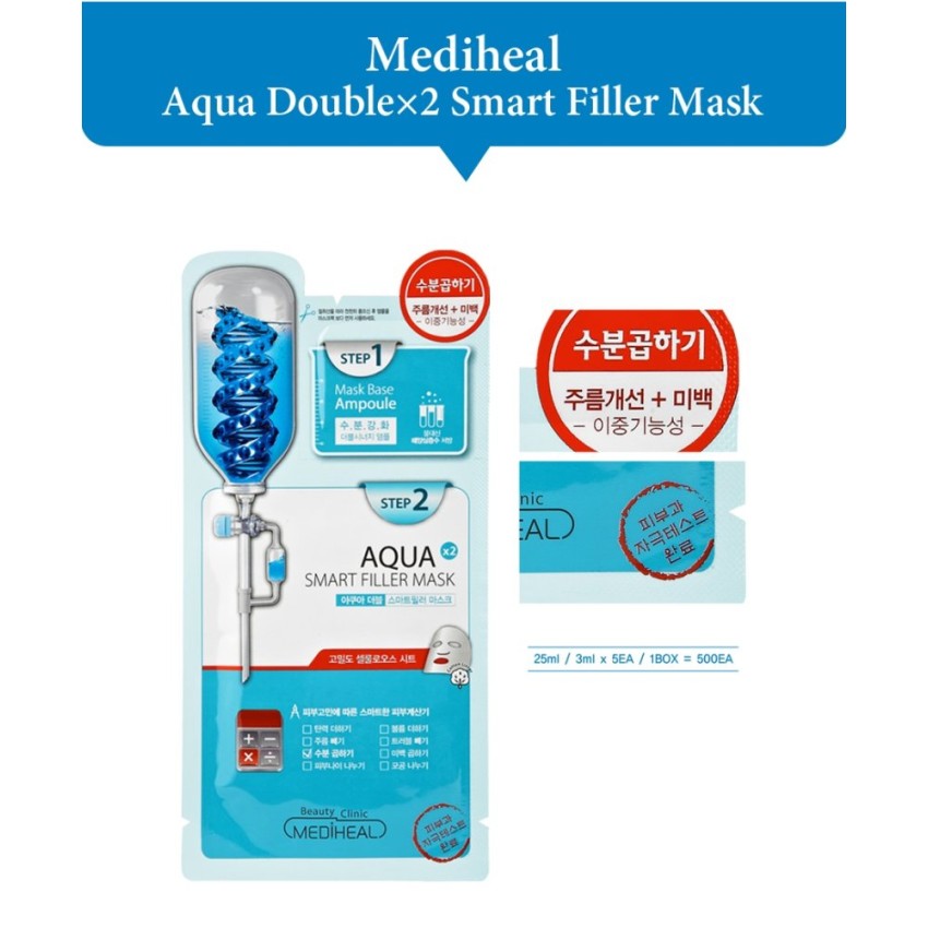 Mặt nạ 2 bước cấp nước dưỡng ẩm sâu cho da Mediheal Aqua Double Smart Filler Mask 28ml