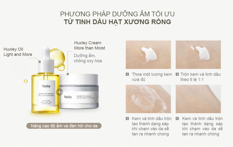 Tinh chất dưỡng ẩm da chuyên sâu Huxley Oil; Light and More 5ml (Travel size)