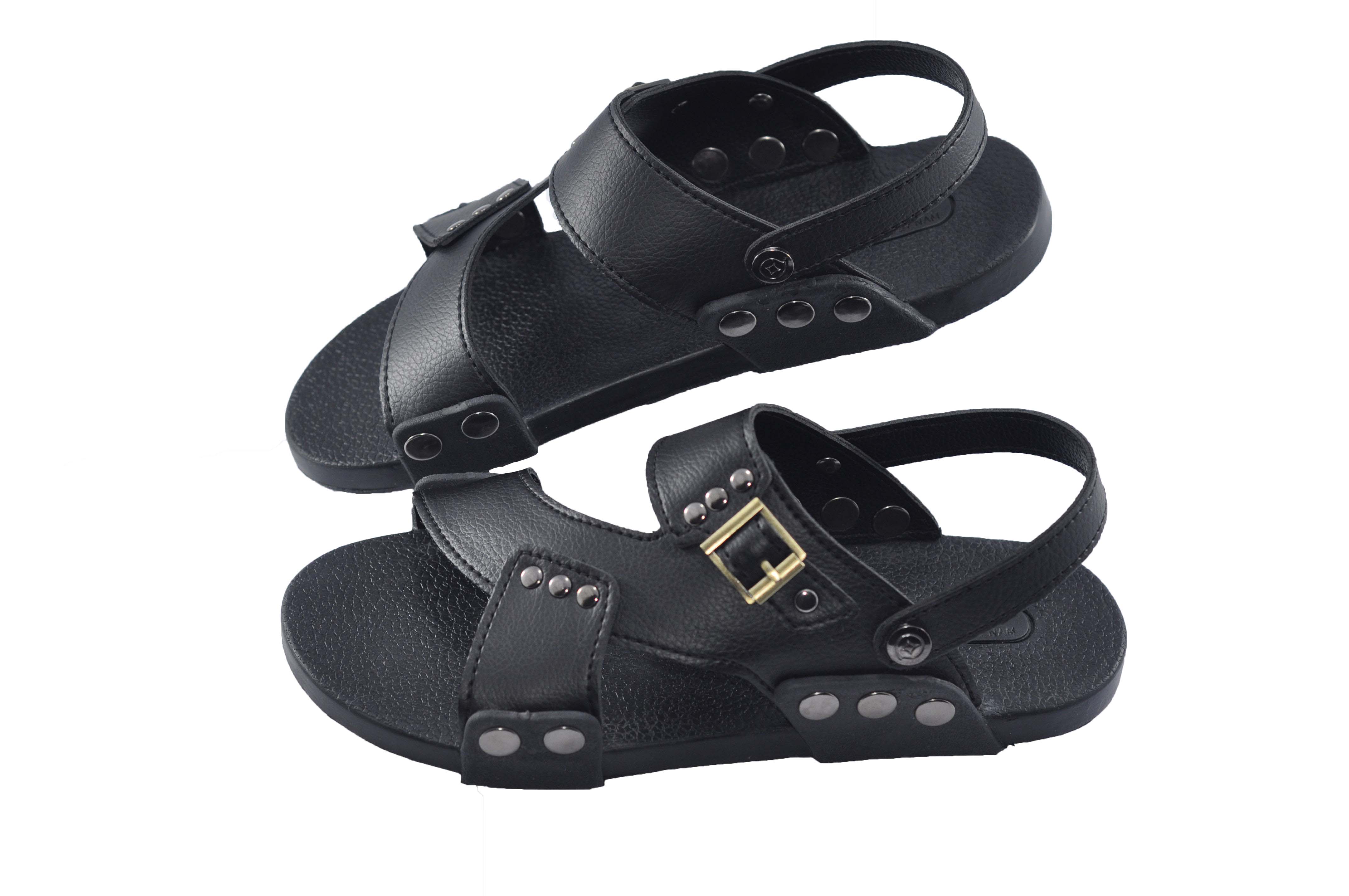 Giày quai hậu nam quai chéo da PU bền êm chân  - TPU-13A ( Đen)