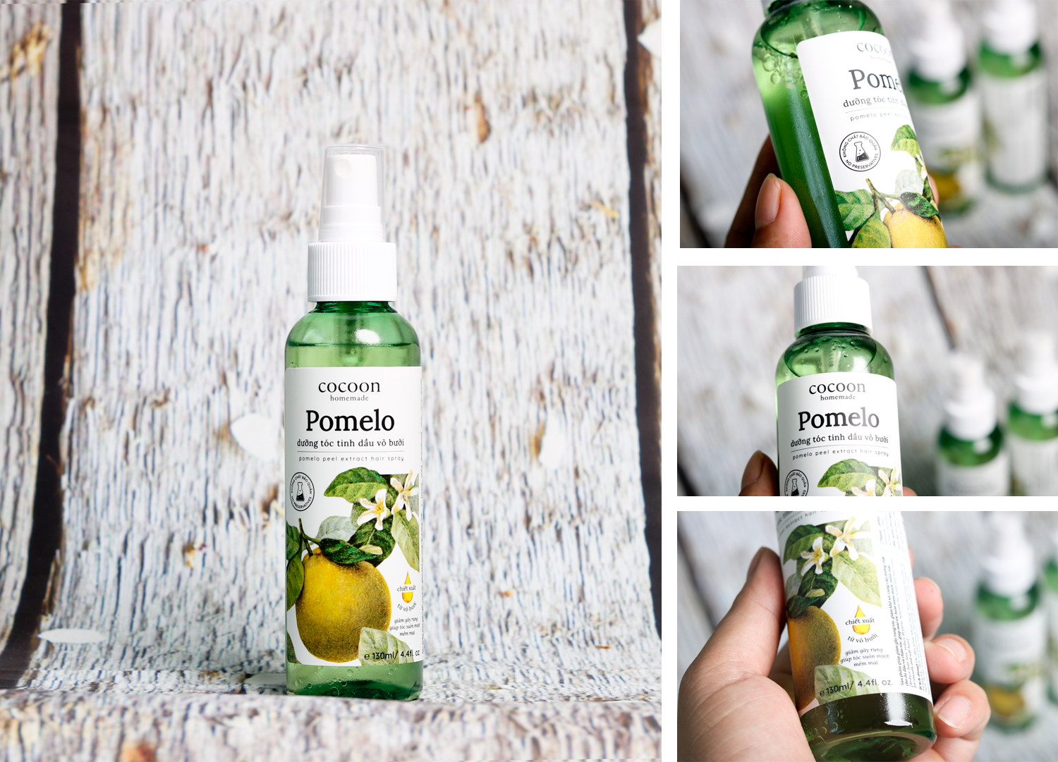 Combo dầu gội bưởi Herbario (270ml) + Xịt bưởi Pomelo (130ml) nuôi dưỡng tóc