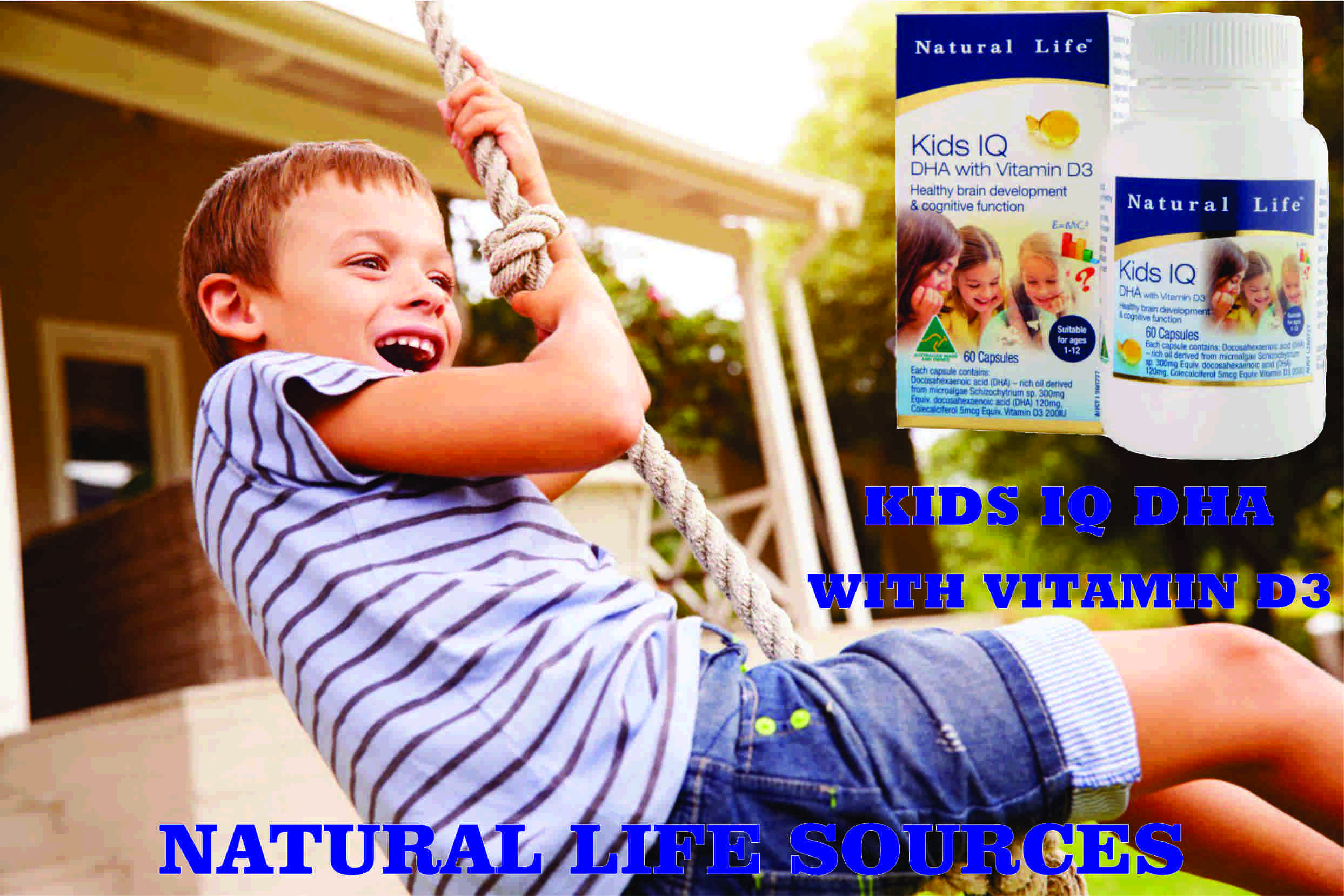 KIDS IQ DHA Có Vitamin D3 Giúp Bé Cao Lớn và Khỏe Mạnh - Natural Life