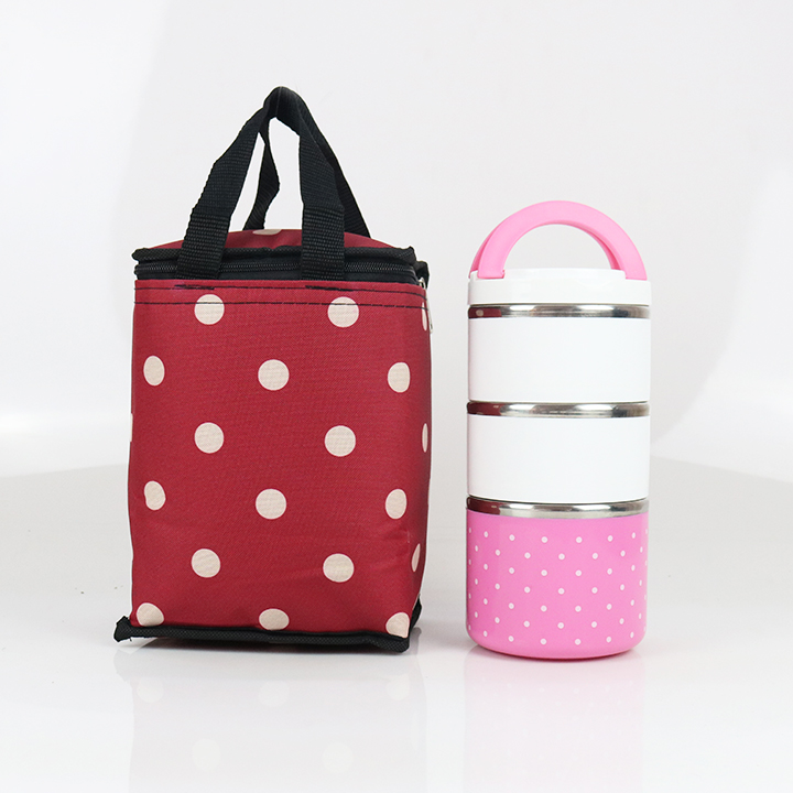Túi giữ nhiệt kiểu đứng đỏ chấm bi AH
