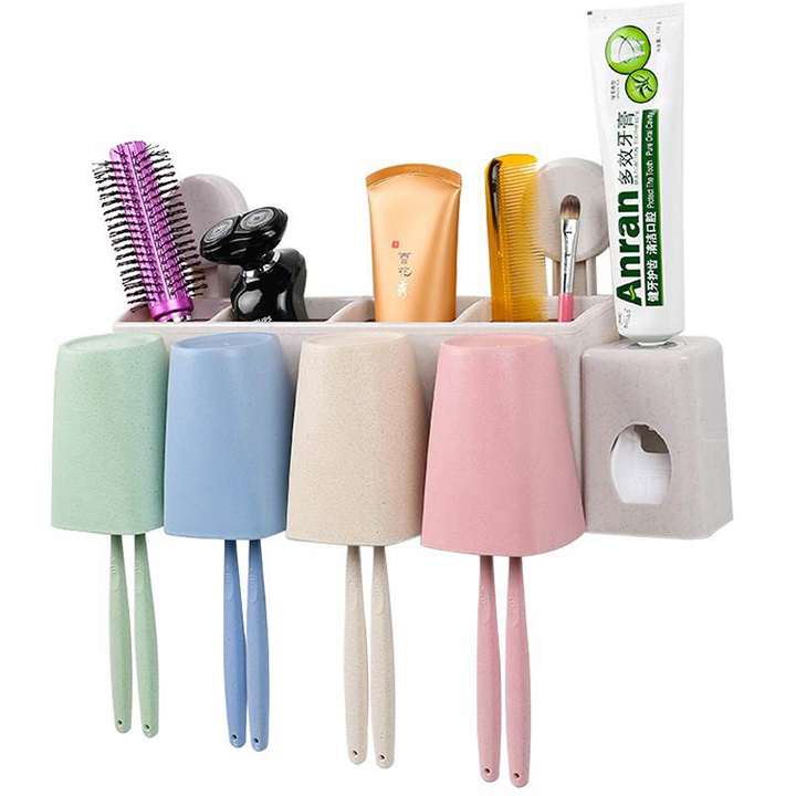 Kệ treo bàn chải và lấy kem tự động 4 cốc cao cấp