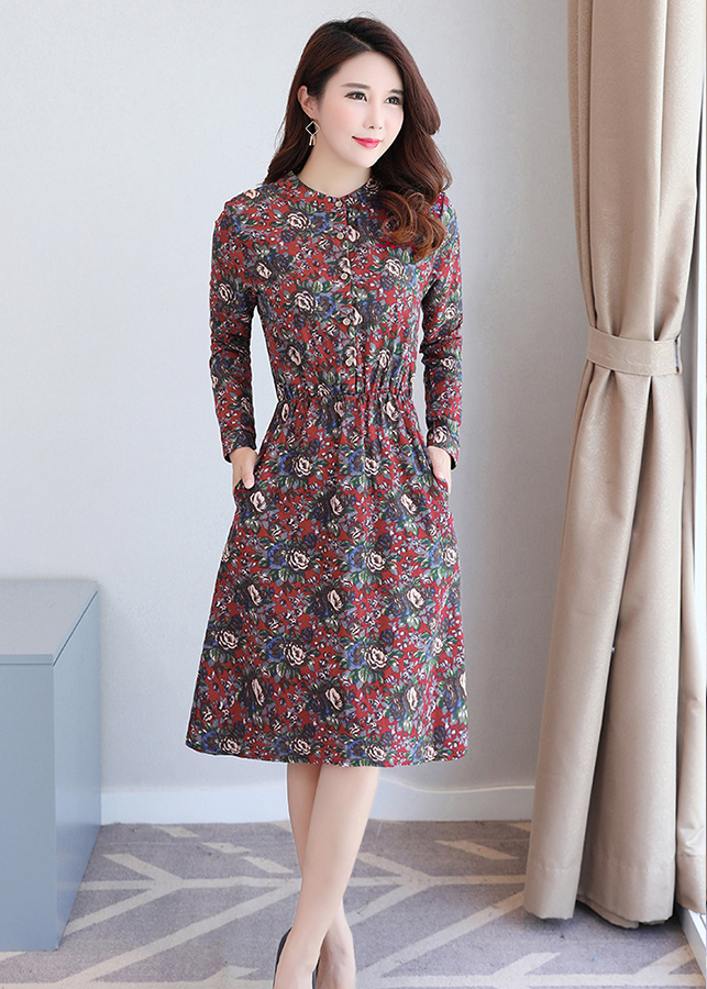 Đầm hoa nữ nhún eo da28