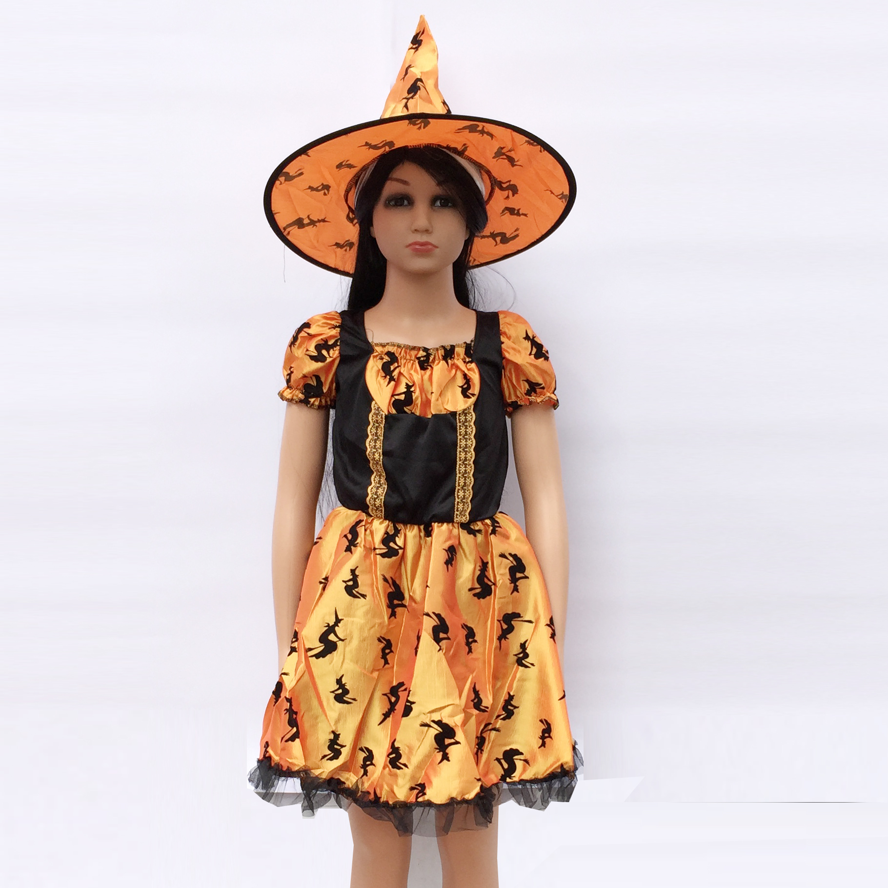 Set váy mũ hóa trang phù thủy cho bé từ 4-6 tuổi chơi trung thu, Halloween