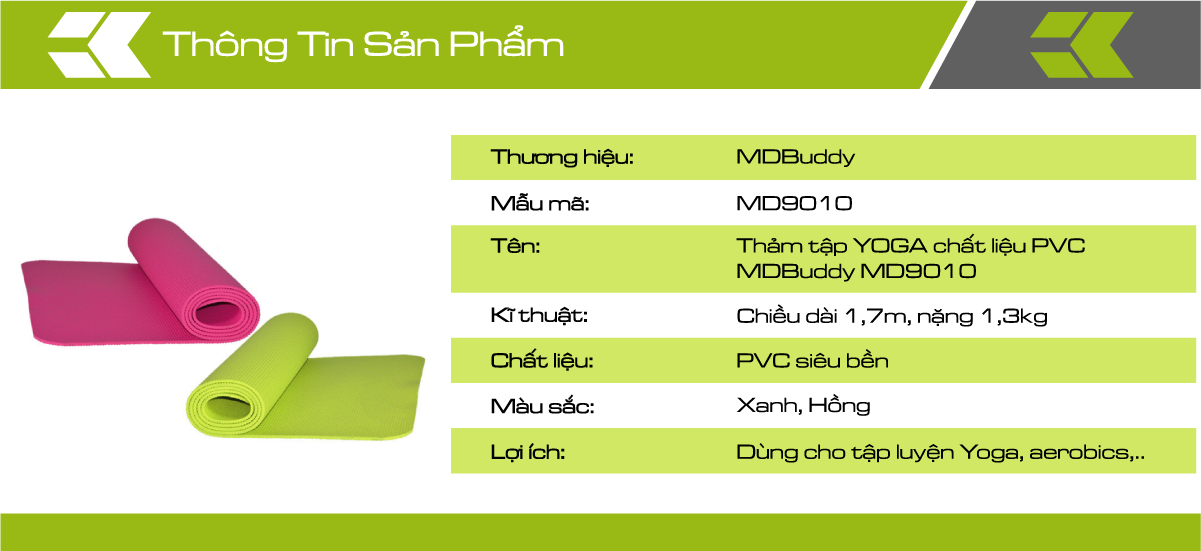 Thảm tập YOGA chất liệu PVC MDBuddy MD9010