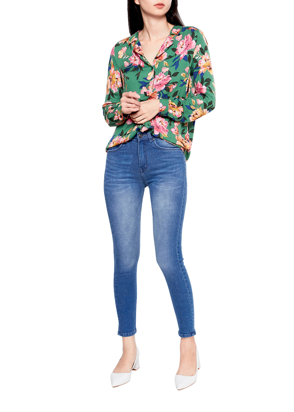 Quần Jean Nữ Skinny Dài Trơn Màu Xanh Biển Lưng Cao - AAA JEANS